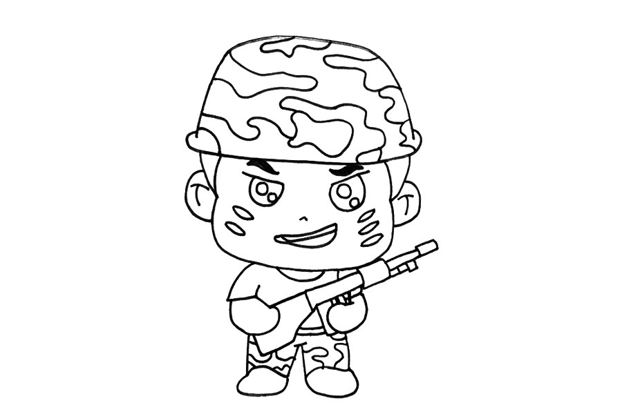 Q版士兵简笔画教程