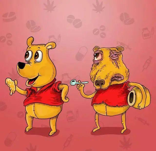 儿童版禁毒宣传画-当漫画人物碰上毒品后