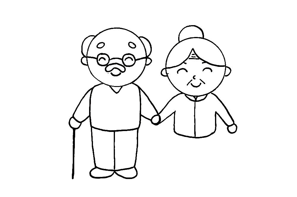 重阳节画幅慈祥的老人简笔画