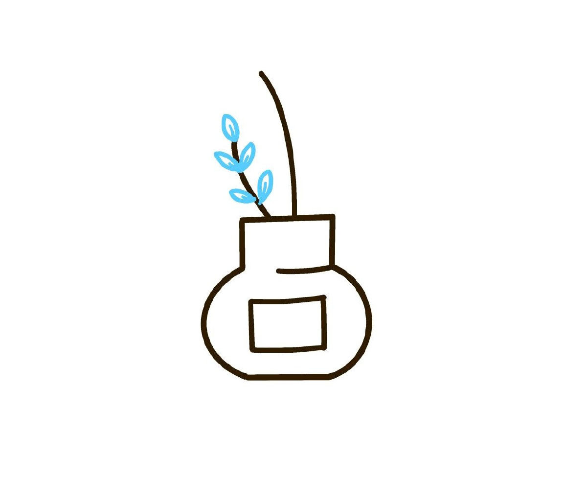 绿植和小花瓶简笔画教程