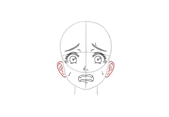 画短发女孩漫画-害怕表情的画法