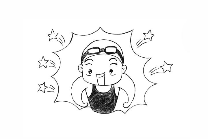 洪荒之力美少女傅园慧简笔画