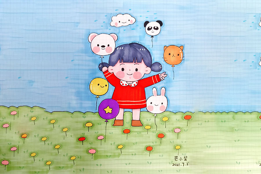 儿童节准备怎么过呢？游乐场是标配！游乐场里开心的小朋友简笔画