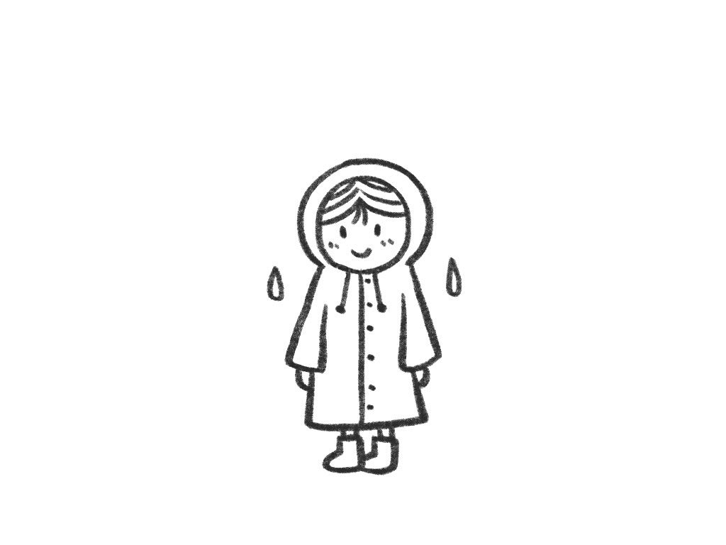 下雨天穿雨衣的小朋友简笔画教程