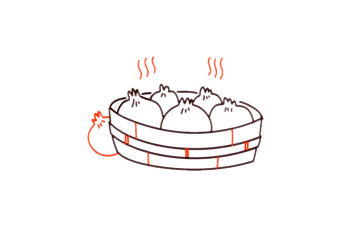一笼包子简笔画画法步骤