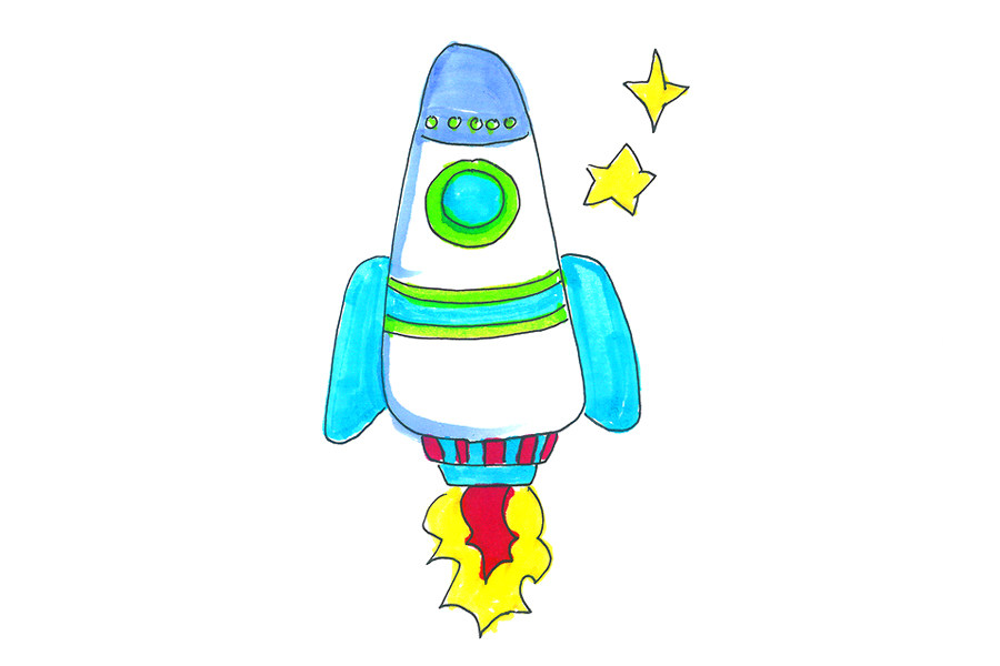 宇宙飞船简笔画画法步骤