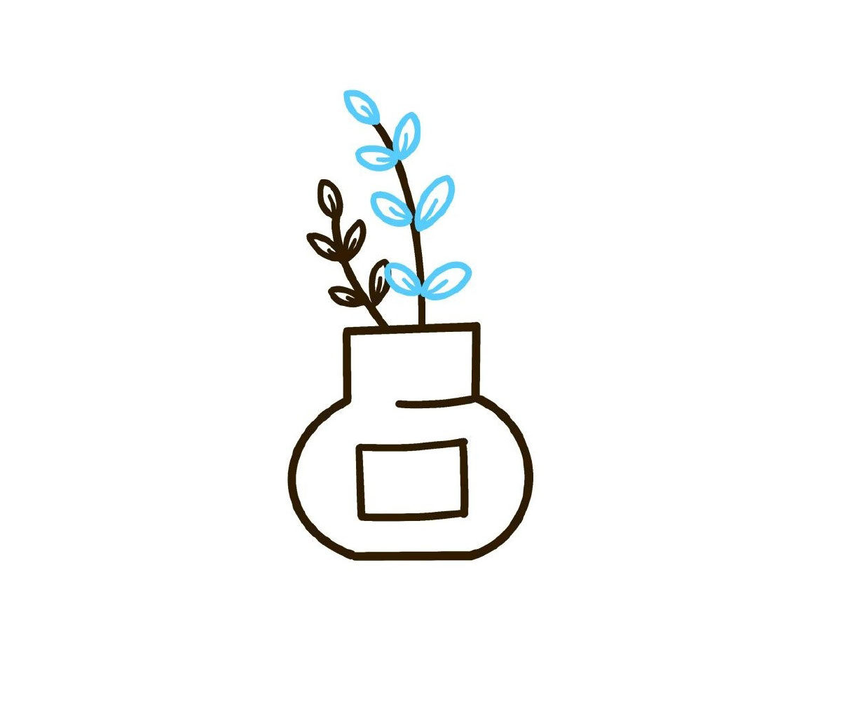 绿植和小花瓶简笔画教程