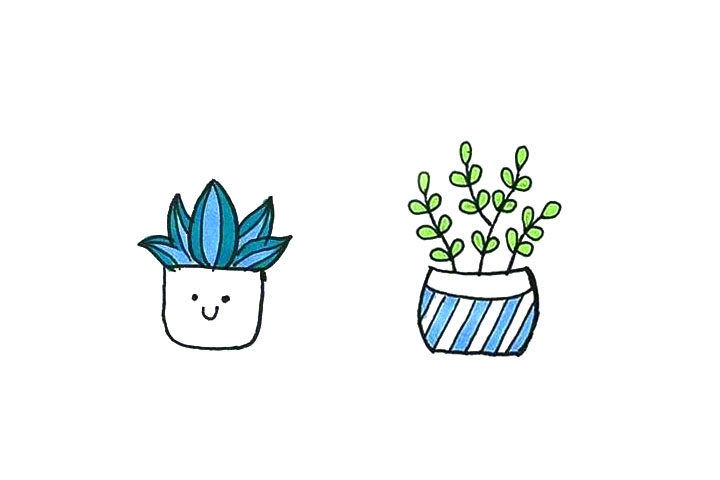 漂亮的小盆栽简笔画图片3