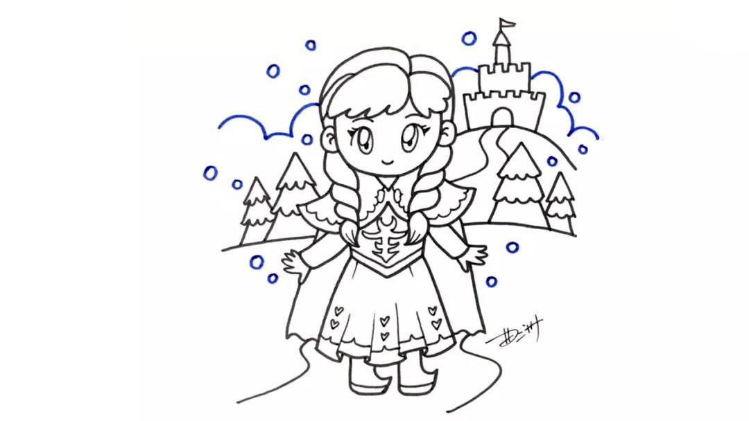 安娜公主简笔画怎么画