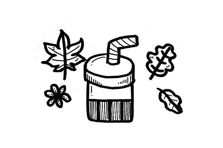秋天的第一杯奶茶简笔画图片