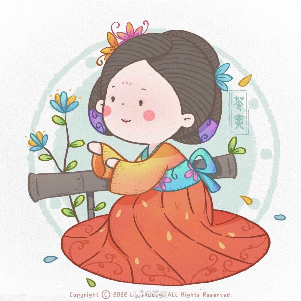 一组可爱古风人物简笔画图片