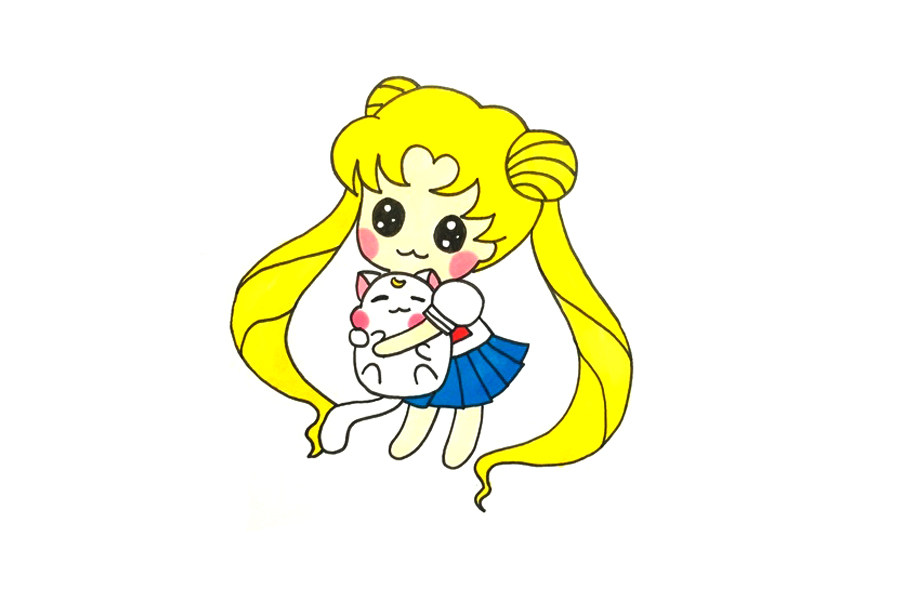 Q版水冰月简笔画画法步骤