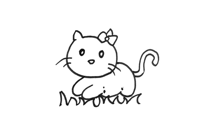 怎么画可爱的小猫简笔画步骤