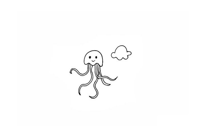简单的水母简笔画画法教程