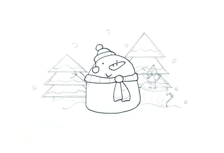 2022雪人的故事简笔画绘画教程