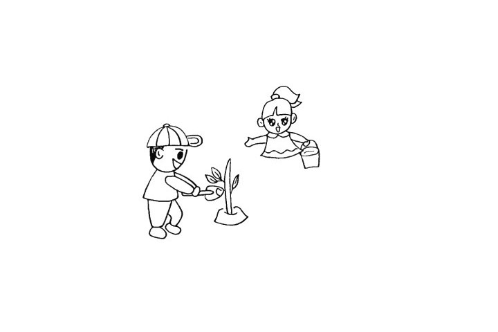 一起来植树吧植树节简笔画教程