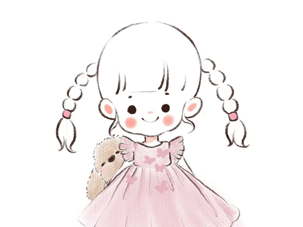 一组可爱的小女孩简笔画图片