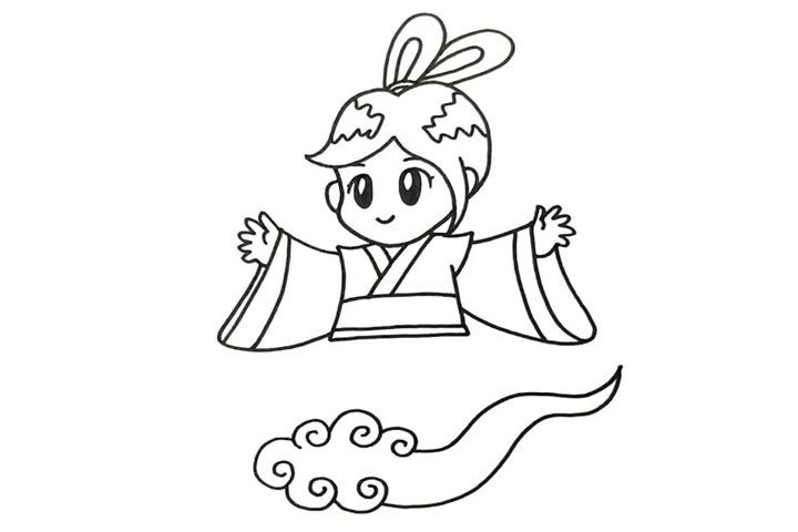 嫦娥奔月简笔画怎么画
