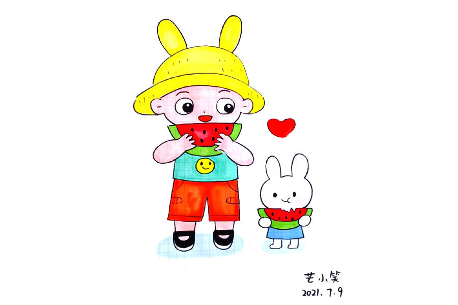 六一儿童节人物简笔画绘画素材