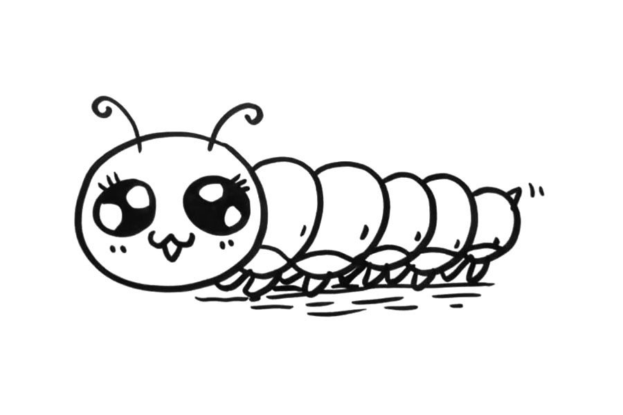 一步一步学画可爱毛毛虫简笔画画法