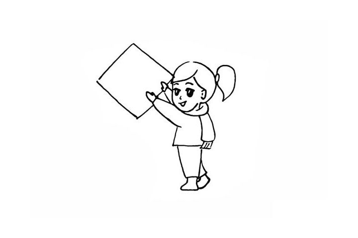 贴春联的小女孩简笔画教程
