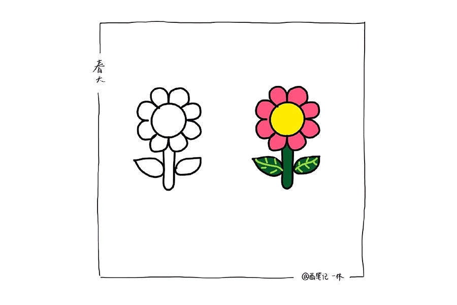 一组春天素材简笔画