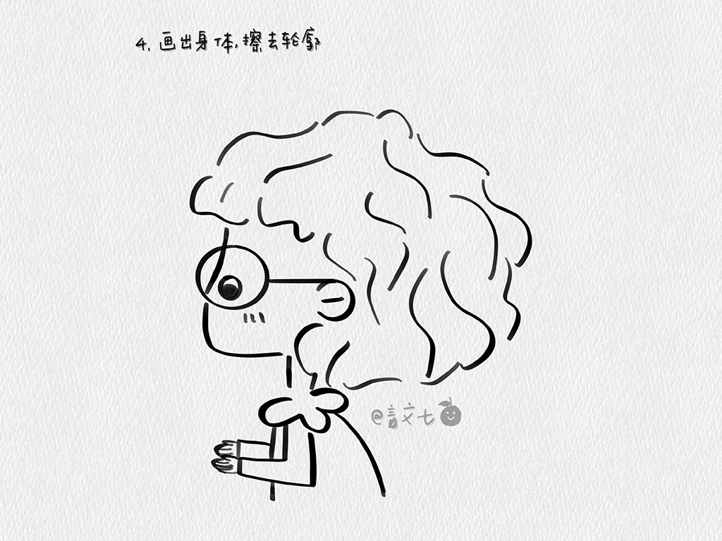 戴眼镜的小女孩侧面简笔画步骤