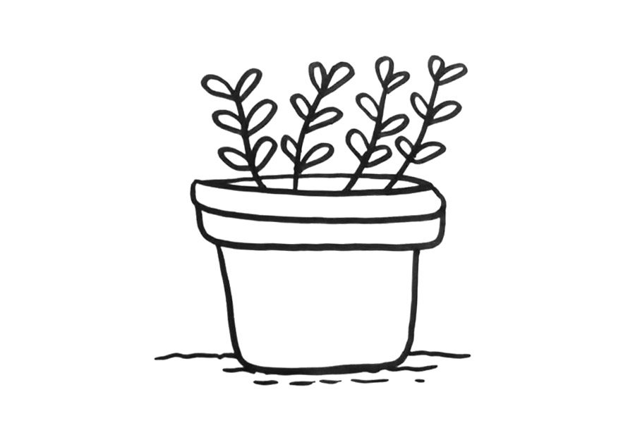 可爱盆栽绿植怎么画