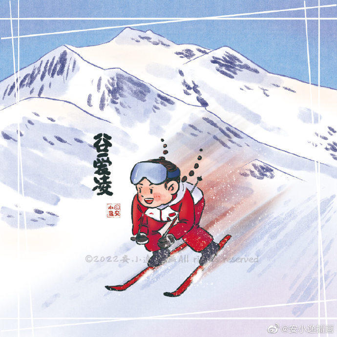 中国队滑雪项目简笔画图片合辑