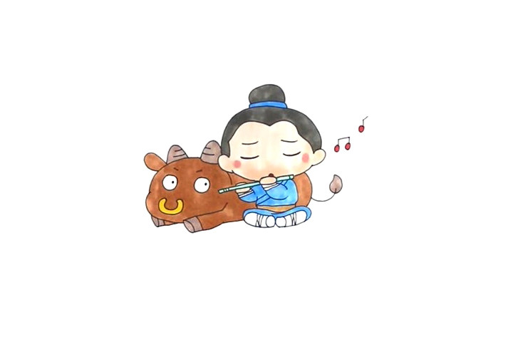 牧童和老牛简笔画教程