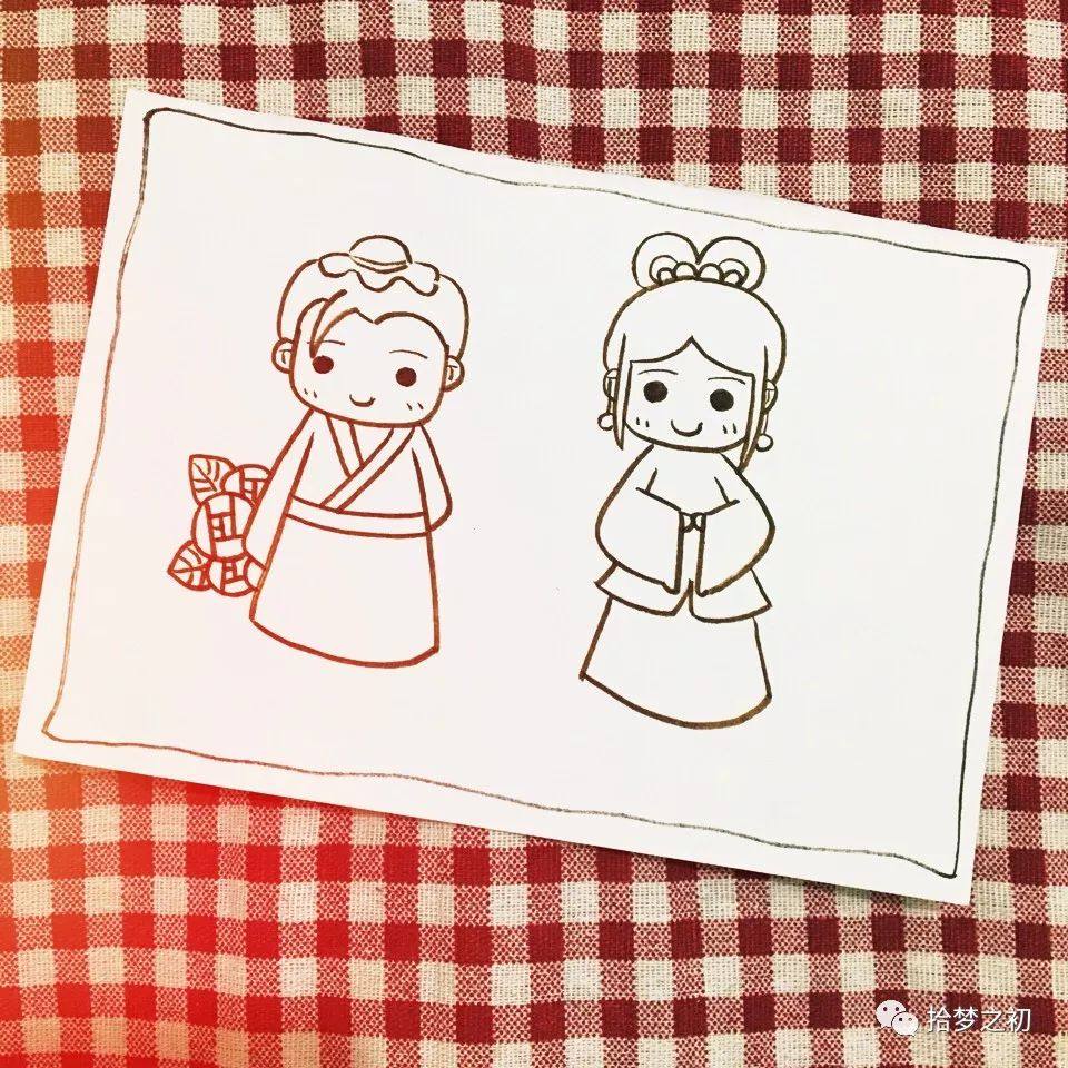七夕节牛郎织女的简笔画画法