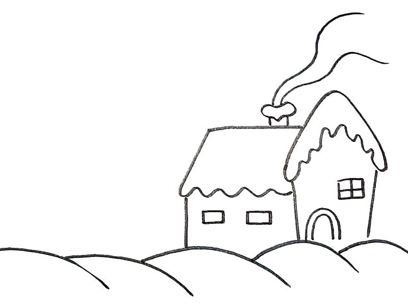 冬天雪屋简笔画