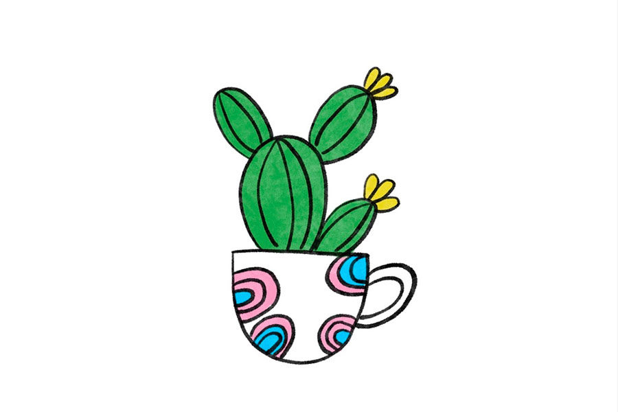 清新小盆栽简笔画图片