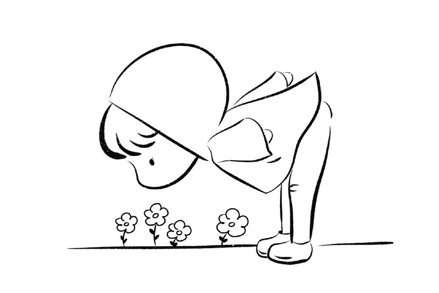 用字母R画一个可爱的小女孩