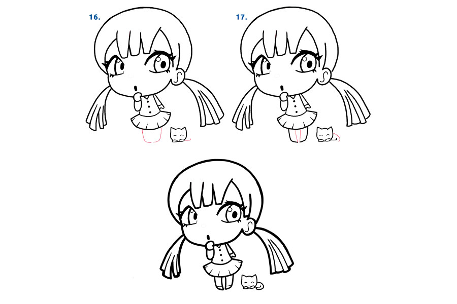 可爱的动漫小女孩简笔画画法步骤