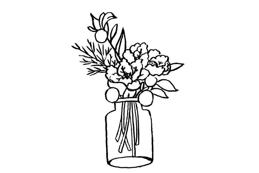 一组漂亮的花瓶插花简笔画图片