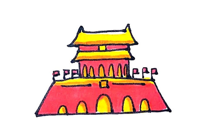天安门简笔画教程