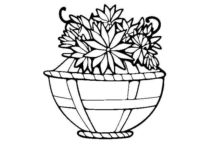 漂亮的花篮填色画