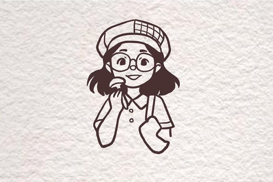 复古风美少女简笔画画法步骤