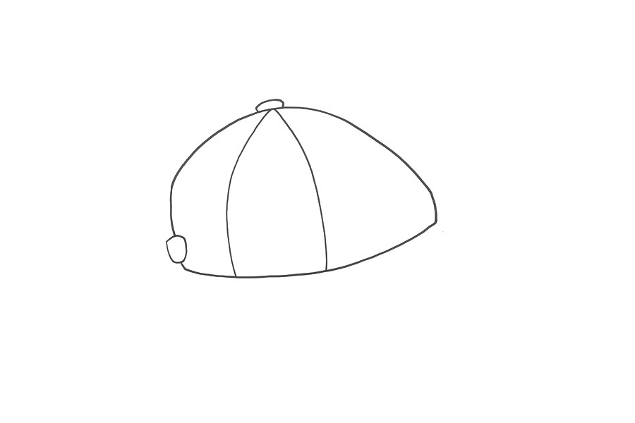 鸭舌帽简笔画步骤