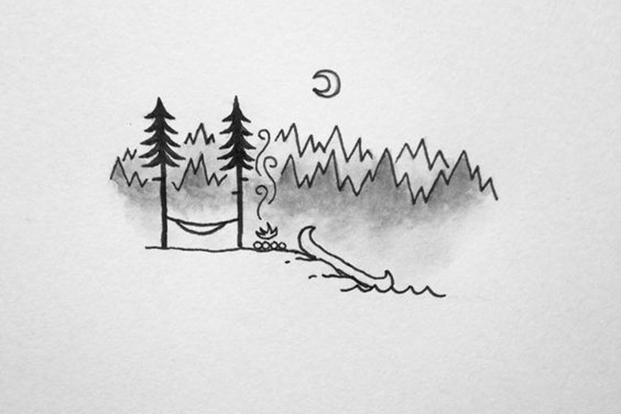 一组可爱的风景简笔手绘图片