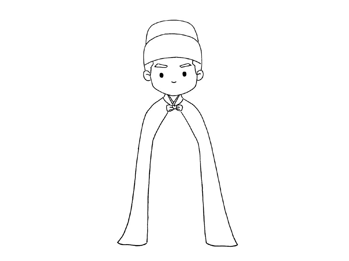 鹤唳华亭萧定权简笔画画法步骤