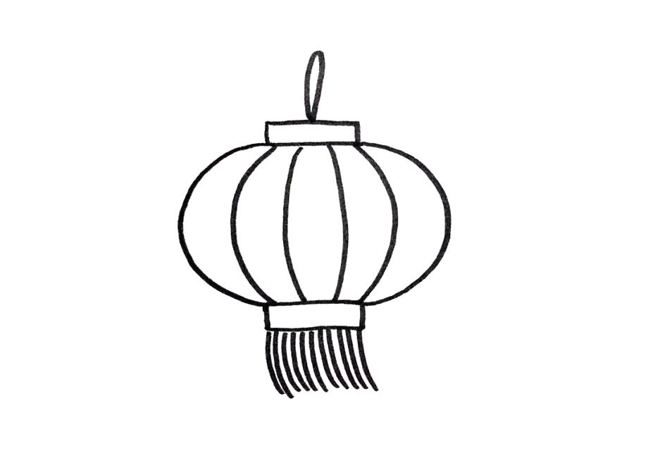 大红灯笼简笔画怎么画