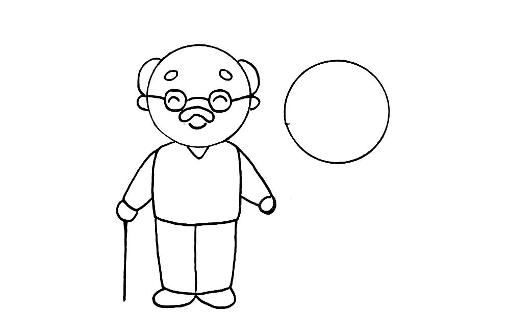 重阳节画幅慈祥的老人简笔画