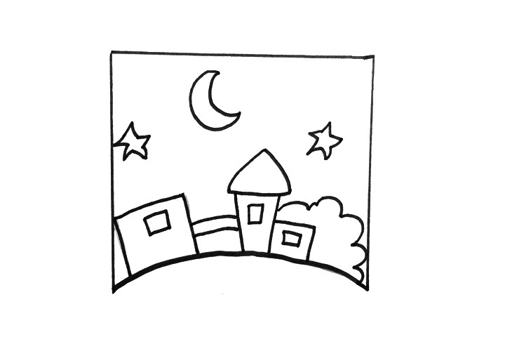 超简单夜晚风景怎么画