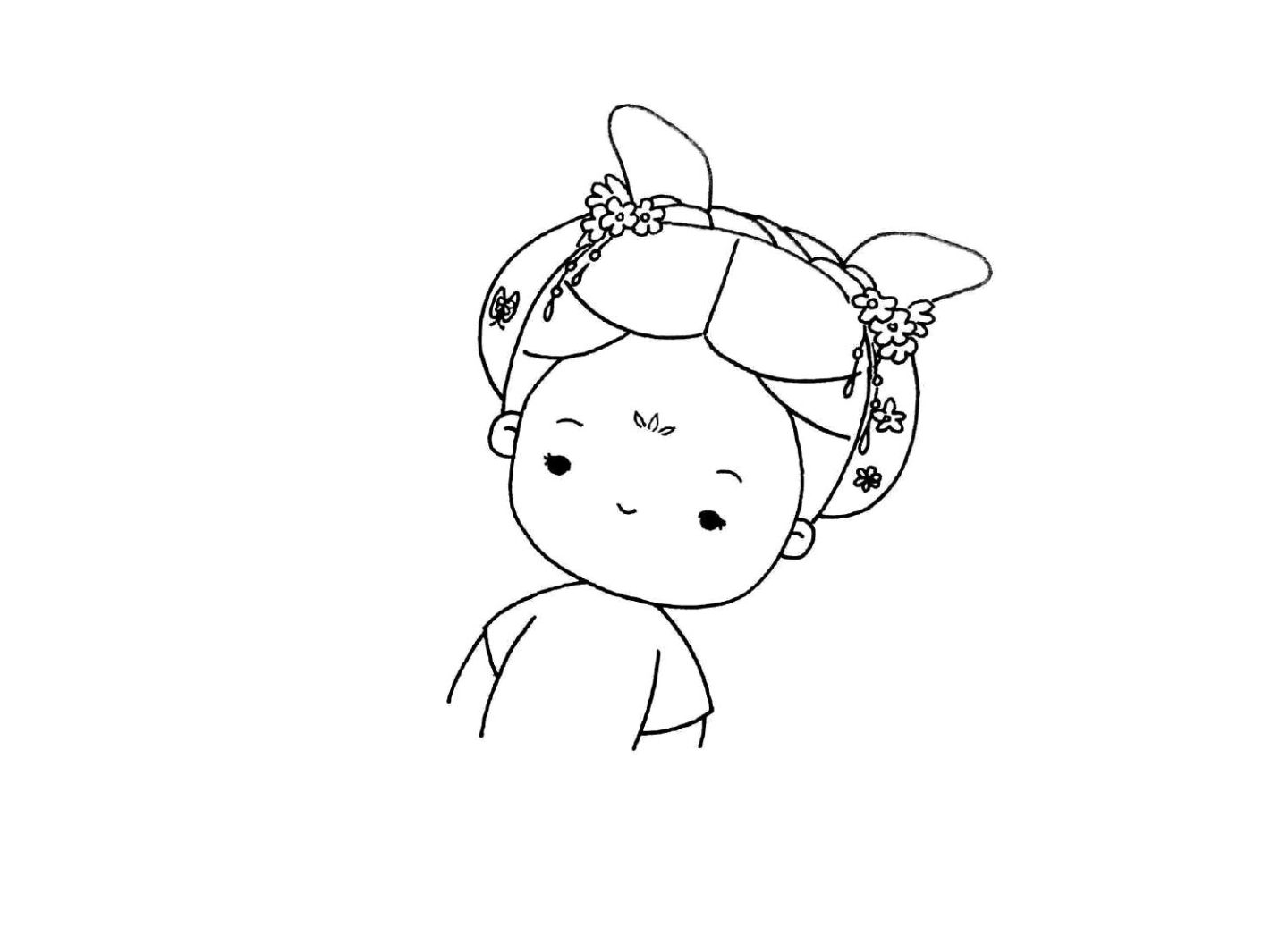 古风简笔画小女孩的画法