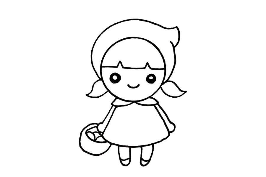 可爱的小红帽简笔画画法步骤