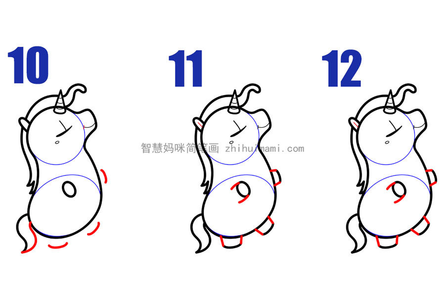 拿着独角兽气球的小女孩简笔画画法步骤