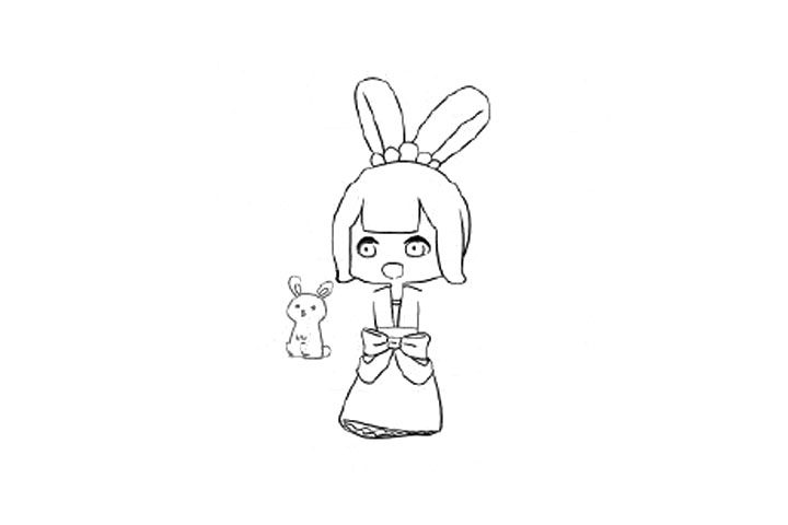 月亮上的嫦娥和玉兔简笔画教程