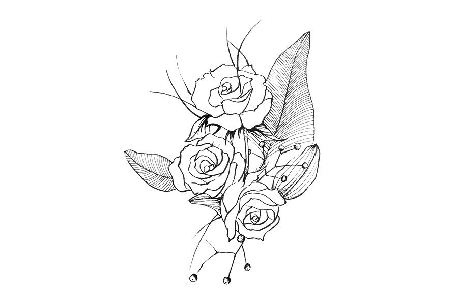 一组漂亮的线描花束简笔画图片